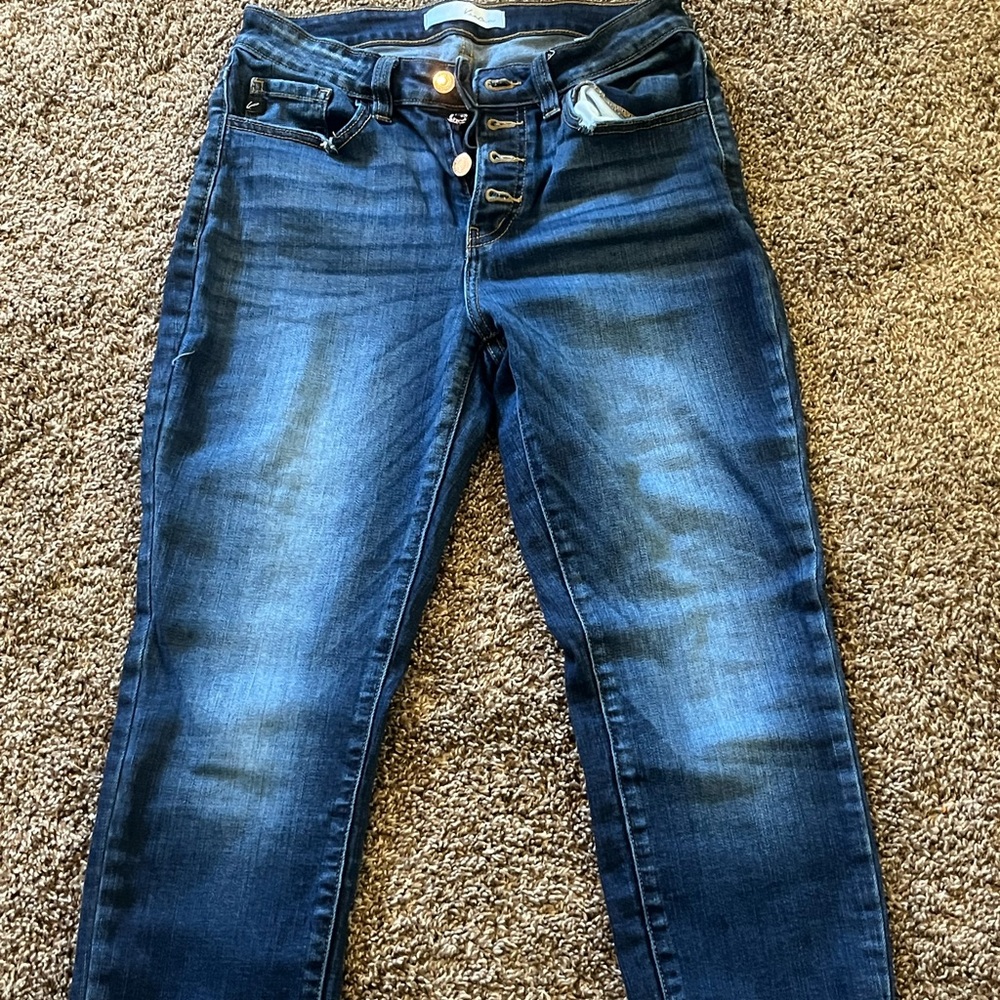 KanCan Blue Ankle Cropped Jeans with Vintage Wash